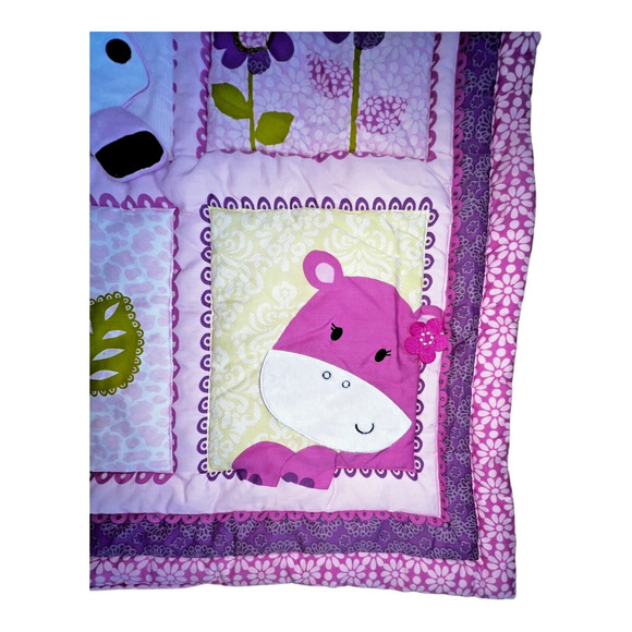 Lambs & Ivy Zoo Animals Flowers Quilt Comforter Baby Throw Blanket 34 x 42 - Picture 5 of 10